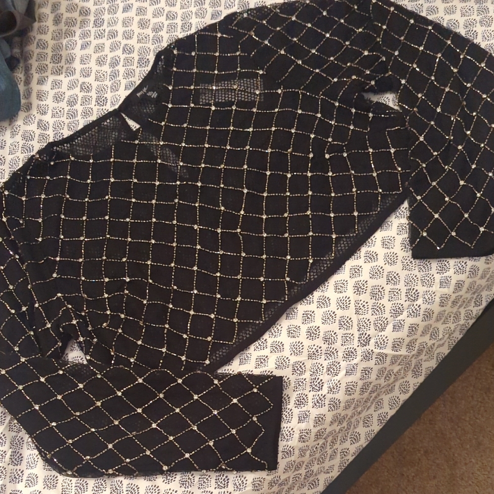 Nasty Gal Black Sweater with Gold Accents